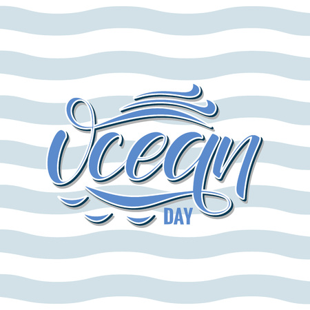 Oceans Day typography letteringのイラスト素材