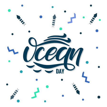 Oceans Day typography letteringのイラスト素材