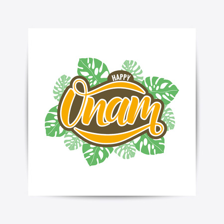 Happy Onam festival typography letteringのイラスト素材