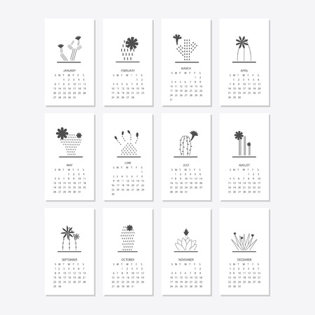 2019 Calendar template designのイラスト素材