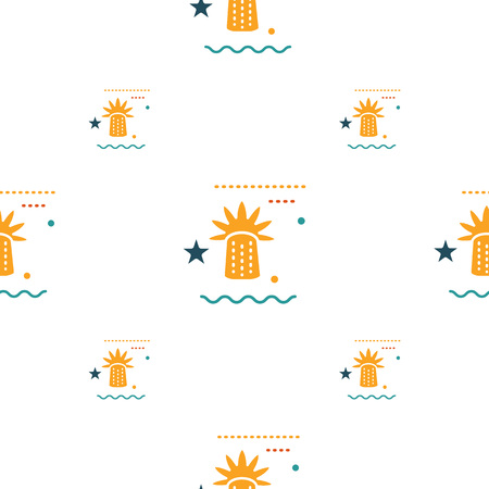 Sea creatures seamless patternのイラスト素材