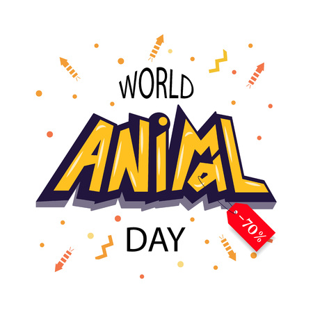 World animal day typography lettering poster.のイラスト素材