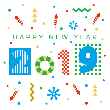 2019 Happy New Year Background for your Seasonal Flyers and Greetings Card or Christmas themed invitationsのイラスト素材