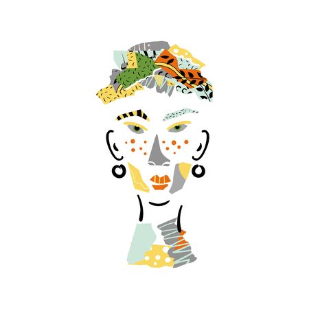 Different shapes and hand drawn textures paper cutのイラスト素材