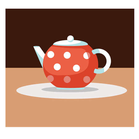 Red with white peas stands on a light napkinのイラスト素材