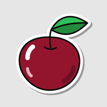 Vector apple sticker in cartoon style. Isolated fruit with shadow.のイラスト素材