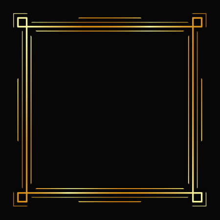 Vector golden frame on the black background. Isolated art deco design.のイラスト素材