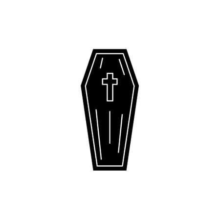 Vector isolated coffin. Halloween item icon. Casket silhouette. Dia de los muertos symbolのイラスト素材