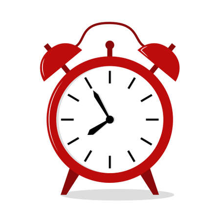 Red vintage alarm vector object. Isolated clock on white background.のイラスト素材