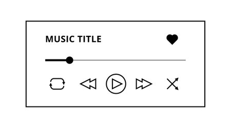 Music Player simple vector design with buttons, track and title. Isolated on white audio player...