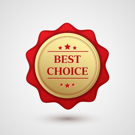 Vector Set of Gold red best choice badgeのイラスト素材
