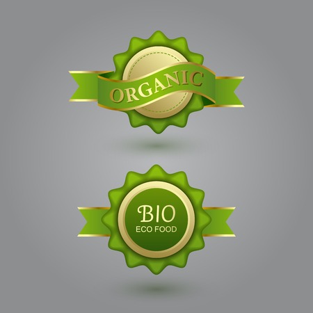 Collection of vintage retro grunge bio and eco organic labels natural productsのイラスト素材