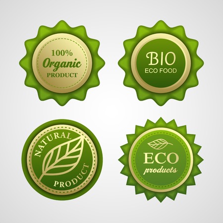 Collection of vintage retro grunge bio and eco organic labels natural productsのイラスト素材