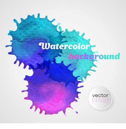Colorful Watercolor splatters. Vector illustration. Blue and pinkのイラスト素材
