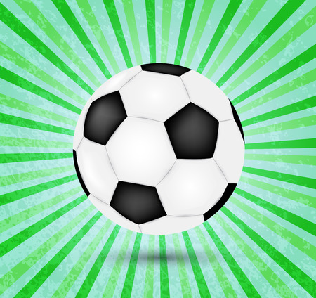Creative football vector design on green background.Football with colorful ray abstract background.Vector illustrationのイラスト素材