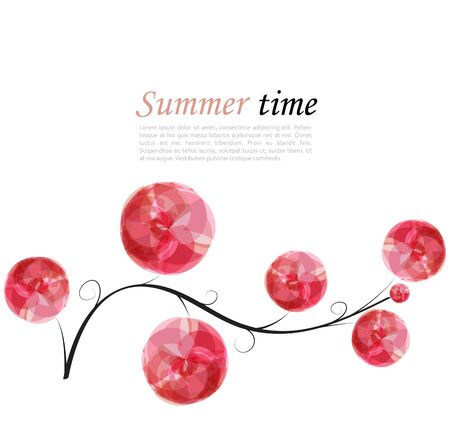 Abstract vector background with branch and bright pink elements for design.のイラスト素材