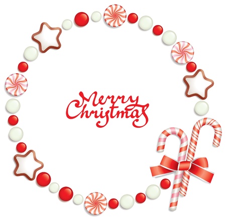 Christmas background with candies, composing a round frame for your textのイラスト素材