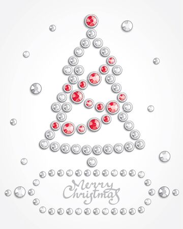 Background with christmas tree silhouette composed of crystalsのイラスト素材