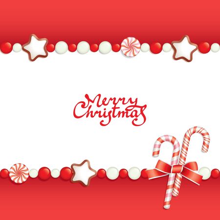 Christmas background with sweets composing a frame for your textのイラスト素材