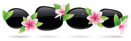 Spa background of black pebbles decorated with flowersのイラスト素材
