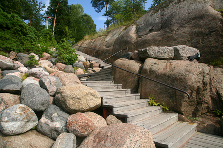 Stairs in the Sapokka park (Finland, Kotka)の写真素材