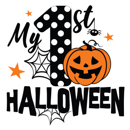 My First Halloween illustration with pumpkinのイラスト素材