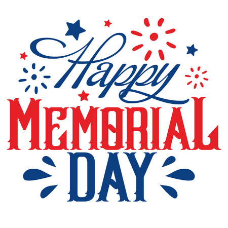 Happy Memorial Day American Patriotically vector illustration with stars and American flag. Good for t-shirt graphics, posters, party concept, textile design, print and card.のイラスト素材