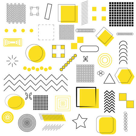 Set of 40  geometric different shapes. Memphis design, advertisement, commercial banner, poster,...