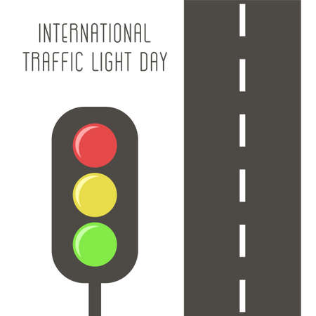 International Traffic Light's Day. Vector illustration. Black road with white markings on it.のイラスト素材