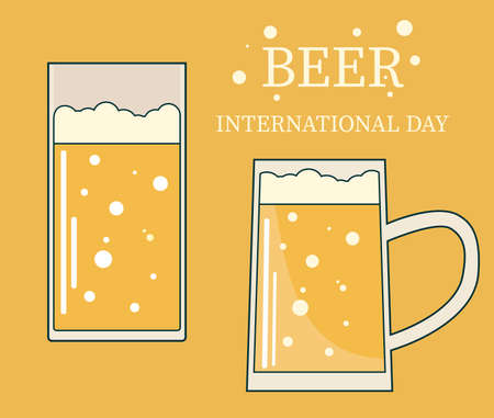 Beer Day vector. Beer in glass. Card.のイラスト素材