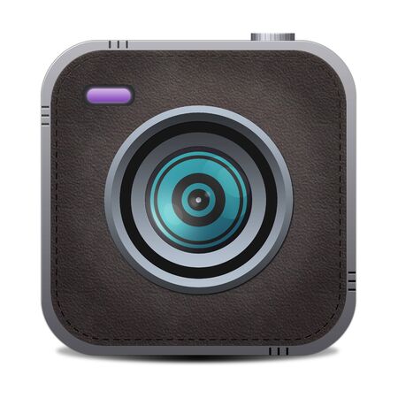 Vintage leather and metal textured  cameraの写真素材