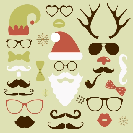 Christmas silhouette set hipster style, illustration iconsのイラスト素材