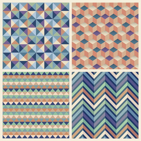 Seamless geometric cube background set. Patterns Vectorのイラスト素材