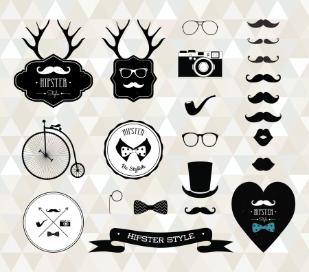 Hipster style elements, icons and labels. Vector Illustrationのイラスト素材