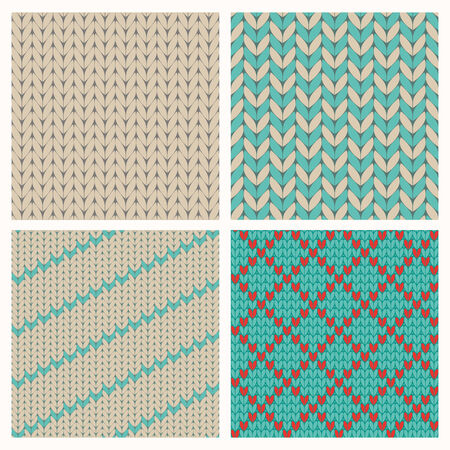 Seamless Knitting Patterns Set.のイラスト素材
