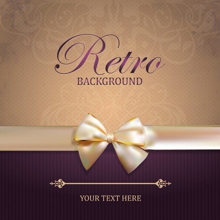 Vintage card with Bow  Retroのイラスト素材