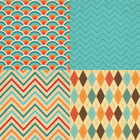 Set of Vintage Geometric Backgrounds with Grunge Textureのイラスト素材
