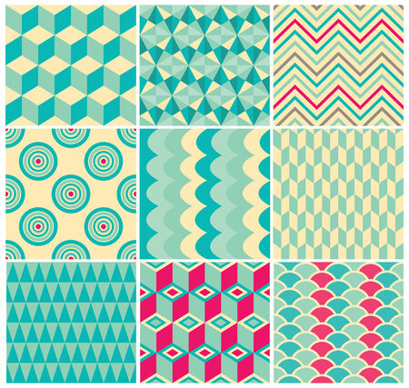Set of Vintage Colorful Seamless Geometric Backgroundsのイラスト素材