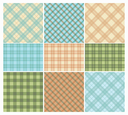 Set of Vintage Colorful Seamless Geometric Plaid Backgroundsのイラスト素材