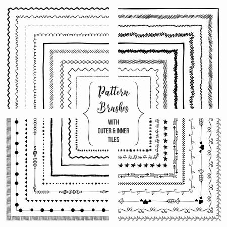 Vector pattern brushes with outer and inner tiles packのイラスト素材