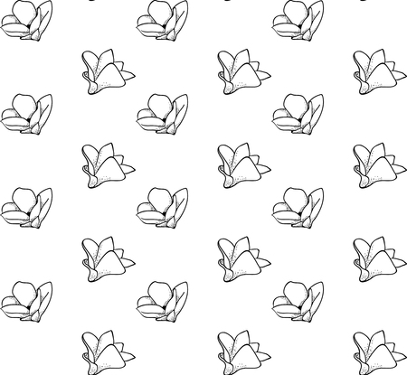 Vector Seamless Pattern with Drawn Flowers, Blossomのイラスト素材
