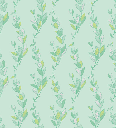 Vector Seamless Pattern with Drawn Branches, Plantsのイラスト素材