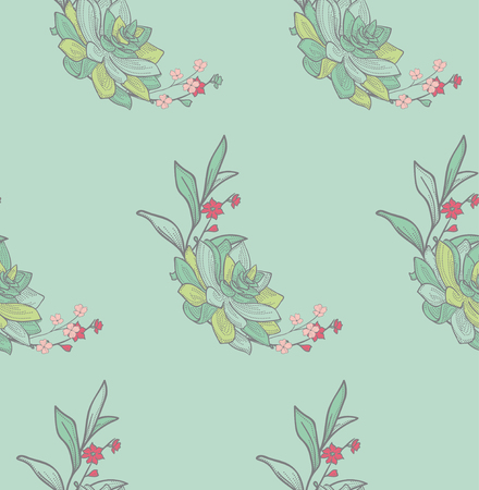 Vector Colorful Seamless Pattern with Drawn Flowers.のイラスト素材