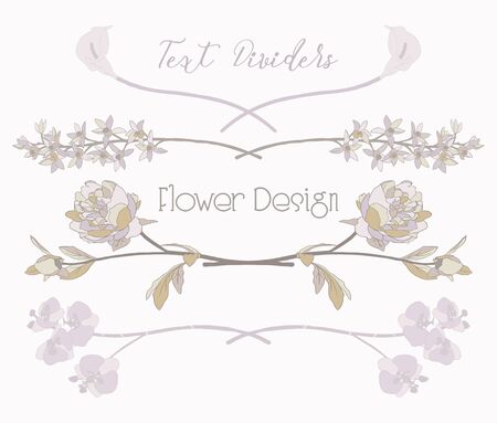 Floral vector text dividers, flower design elements.のイラスト素材