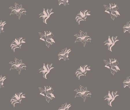 Vector Colorful Seamless Pattern with Drawn Flowersのイラスト素材