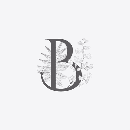 Vector Hand Drawn floral A monogram and logoのイラスト素材