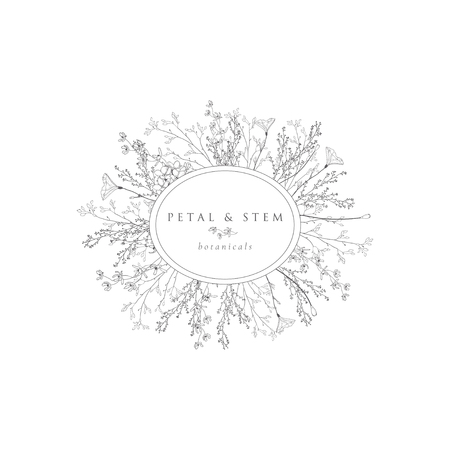 Vector Floristic Feminine Brand Logo Template Frame.のイラスト素材