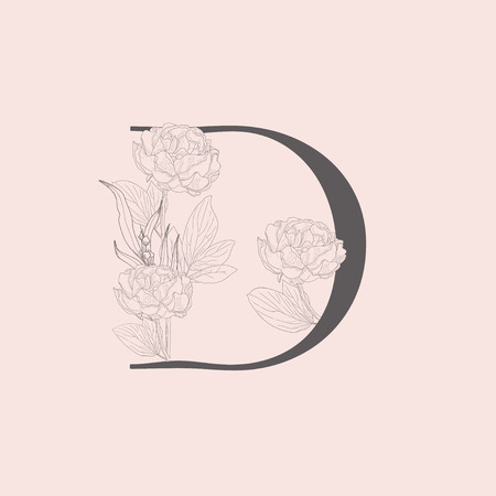 Vector Blooming Floral Initial D Monogram and Logoのイラスト素材