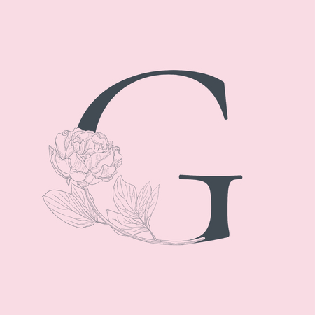 Vector Blooming Floral Initial G Monogram and Logoのイラスト素材