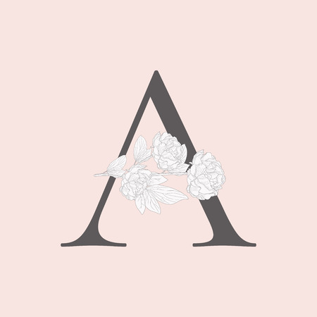 Vector Blooming Floral Initial A Monogram and Logoのイラスト素材